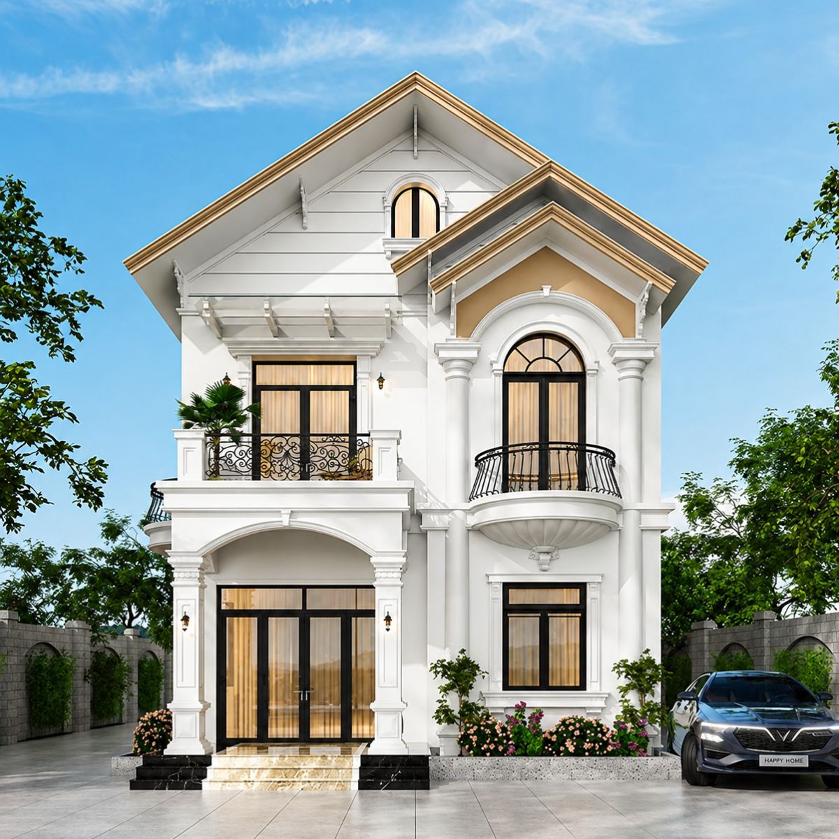 Mẫu thiết kế nhà mái Thái gồm 4 phòng ngủ là sự lựa chọn tối ưu cho gia đình nhiều thế hệ (Ảnh: Sưu tầm)