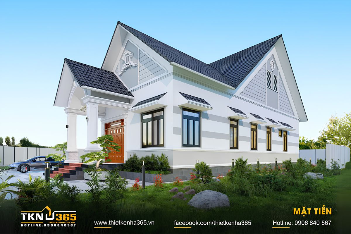 Thiết kế mặt tiền nhà mái Thái BT House ở Bến Tre