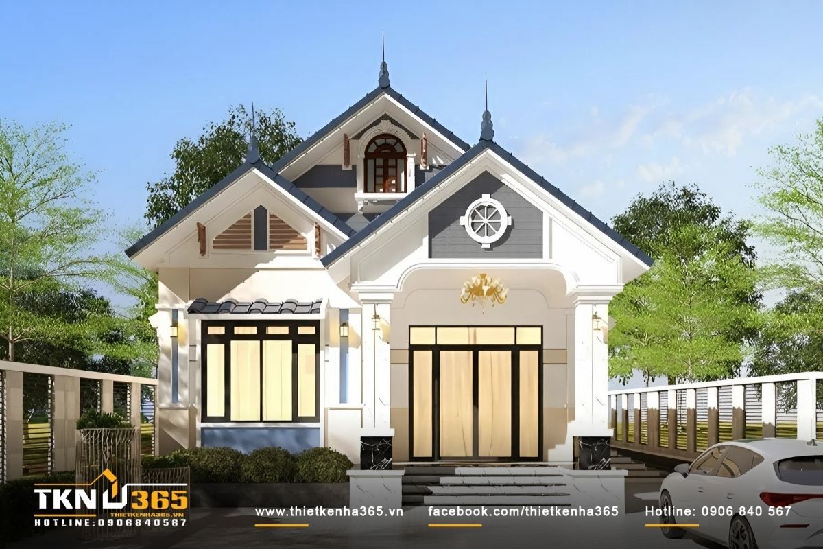 Mẫu nhà đẹp mái Thái 1 tầng phong cách hiện đại
