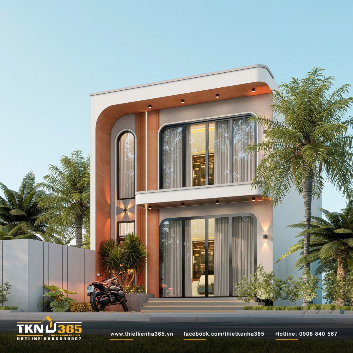 Nhà phố 1 trệt 1 lửng 6x10m ở Bình Dương thu gọn tầng lửng để ngôi nhà có thêm khoảng thở 3 Hệ cửa kính được mở rộng ở cả hai tầng, hỗ trợ đưa ánh sáng tự nhiên vào bên trong và tạo cảm giác thoáng cho mặt tiền 6m
