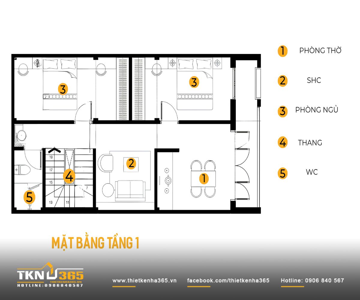 Nhà phố 2 tầng 6x10m ở Bình Dương gom những điều thân thuộc vào một mái nhà 6 Tầng một dành 2 phòng ngủ cho nhu cầu nghỉ ngơi, đồng thời giữ lại phòng sinh hoạt chung và phòng thờ hướng về phía ban công mặt tiền