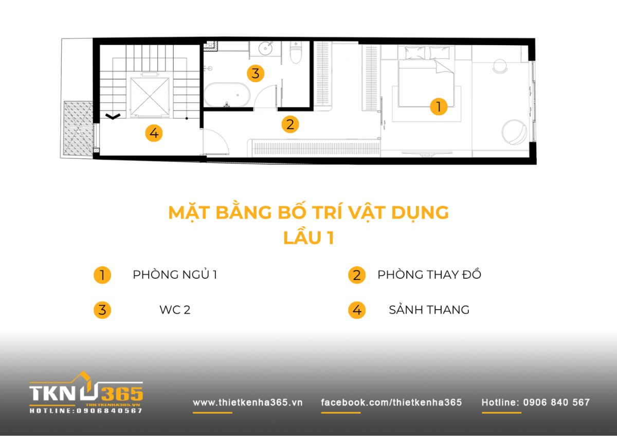 Nhà phố 5 tầng 4x15m ở Phú Nhuận đưa không gian riêng lên cao để tầng trệt rộng hơn 5 Lầu 1 nhà phố 5 tầng bố trí một phòng ngủ rộng kết hợp phòng thay đồ riêng, WC và sảnh thang