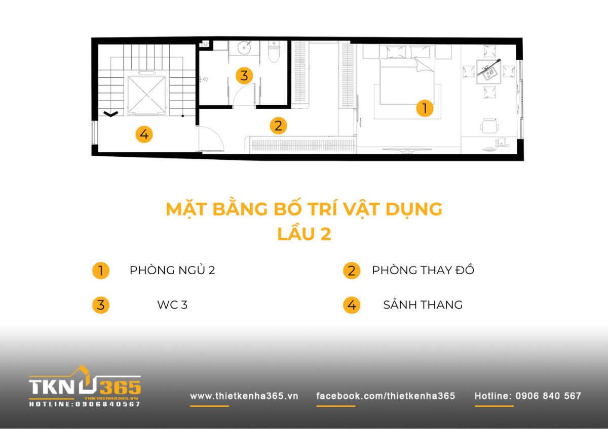 Nhà phố 5 tầng 4x15m ở Phú Nhuận đưa không gian riêng lên cao để tầng trệt rộng hơn 6 Lầu 2 nhà phố 5 tầng tiếp tục ưu tiên một phòng ngủ riêng tư với khu thay đồ và WC bố trí liền kề