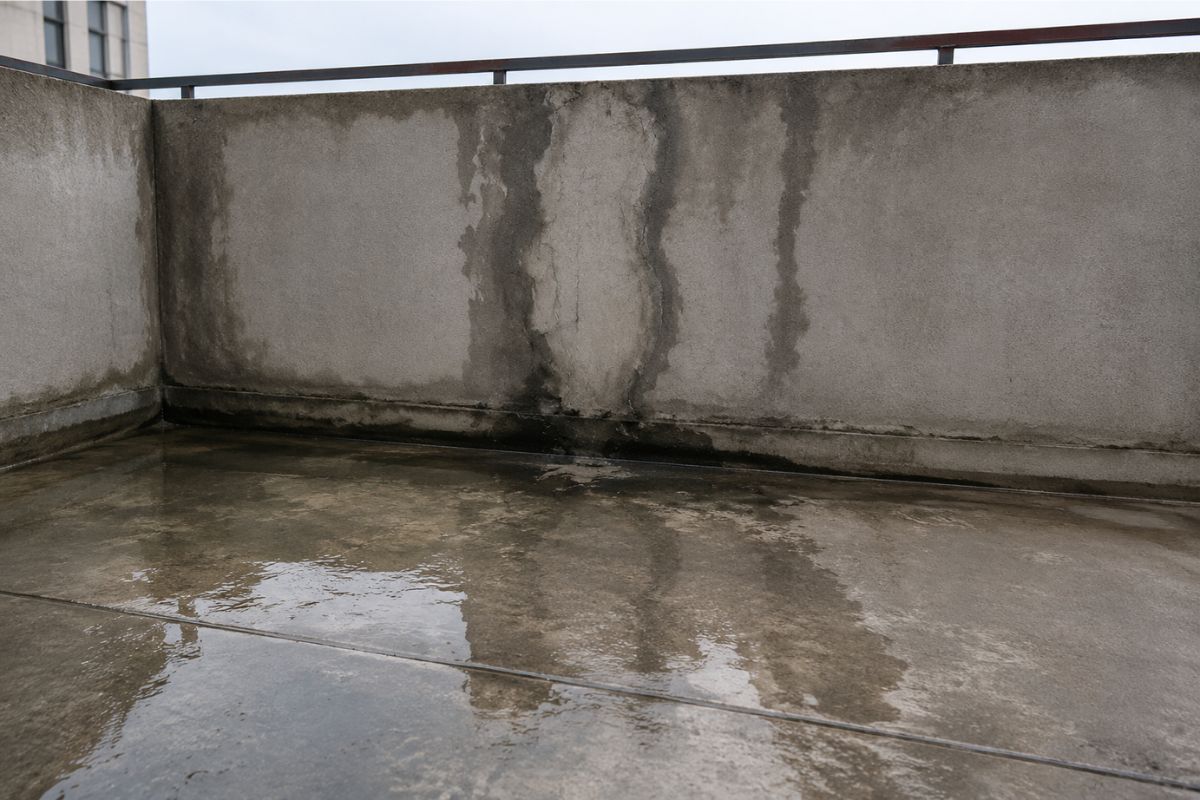 Cách xử lý sân thượng bị thấm chính xác là xác định đúng nguồn nước thay vì chỉ xử lý vết ẩm nhìn thấy trên trần (Ảnh: Sưu tầm)