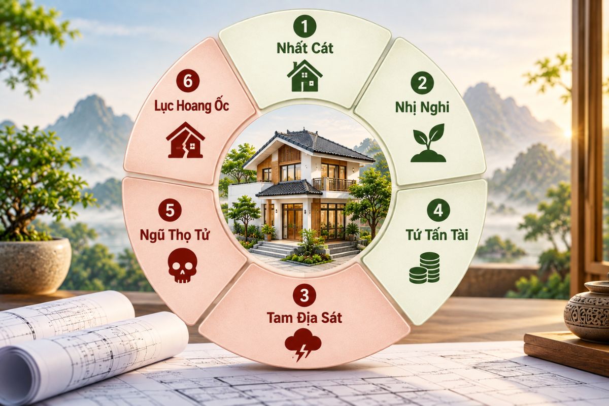 Hoang Ốc Là Gì? Cách Tính 6 Cung Và Xem Tuổi Làm Nhà Chính Xác 3 Hoang Ốc bao gồm 6 cung, trong đó có 3 cung tốt và 3 cung xấu (Ảnh: Sưu tầm)