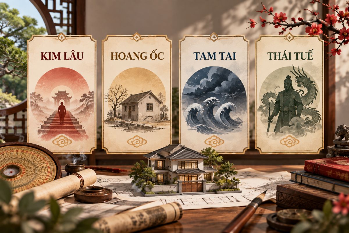 Kim Lâu Là Gì? Cách Tính Tuổi Kim Lâu Và Cách Hiểu Đúng Khi Làm Nhà, Cưới Hỏi 9 Kim Lâu và Hoang Ốc, Tam Tai hay Thái Tuế có cách tính và ý nghĩa khác nhau, vì vậy không nên đồng nhất khi xem tuổi làm nhà (Ảnh: Sưu tầm)