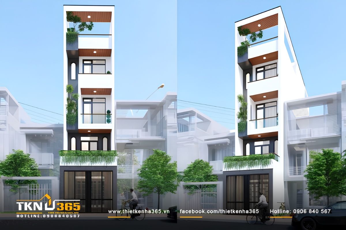 Nhà phố 5 tầng kết hợp kinh doanh thường dành tầng trệt cho cửa hàng hoặc văn phòng, trong khi các tầng trên đảm bảo không gian sinh hoạt riêng tư