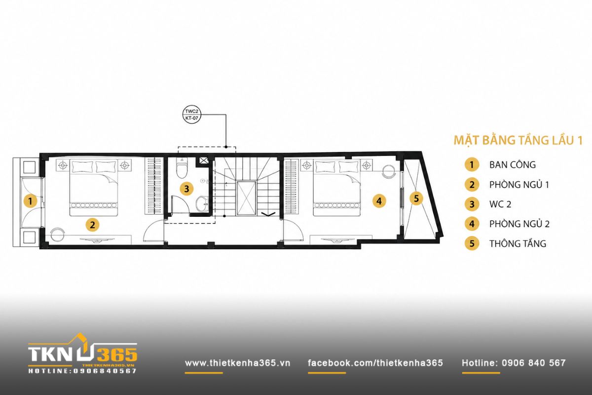 35+ Mẫu Nhà 1 Trệt 2 Lầu 4x20 Đẹp, Hiện Đại Và Tối Ưu Công Năng 10 Nhà 1 trệt 2 lầu 4x20m thường dành khu vực lầu 1 cho không gian nghỉ ngơi chính