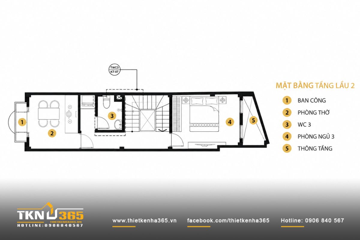 35+ Mẫu Nhà 1 Trệt 2 Lầu 4x20 Đẹp, Hiện Đại Và Tối Ưu Công Năng 11 Lầu 2 nhà phố 4x20 hiện đại có thể bổ sung thêm phòng ngủ phụ và phòng thờ