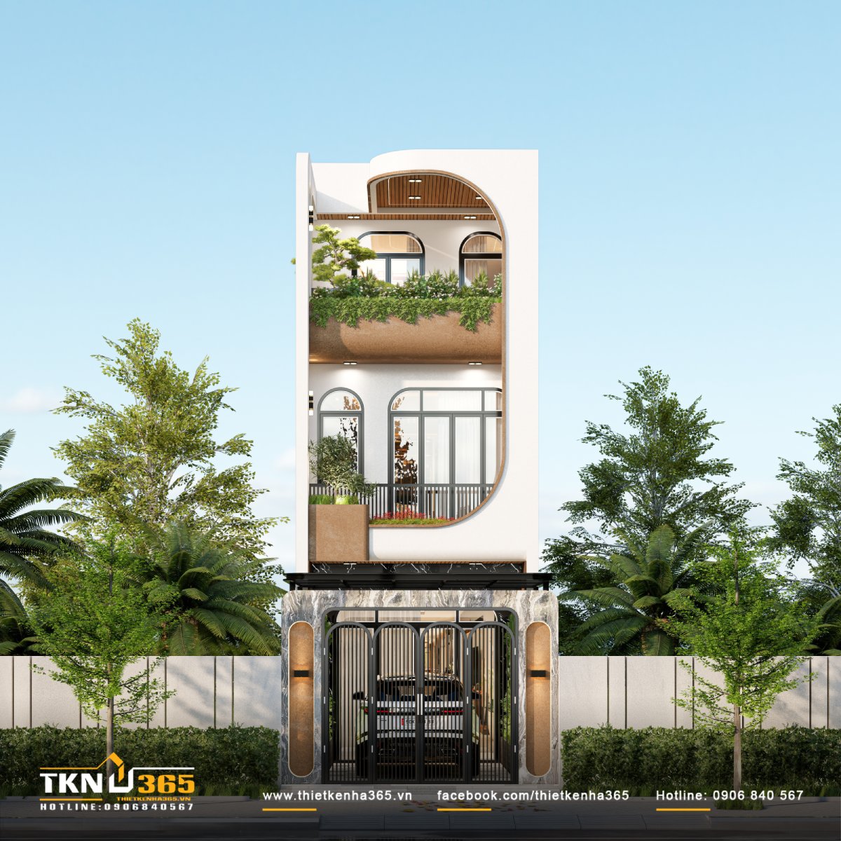 35+ Mẫu Nhà 1 Trệt 2 Lầu 4x20 Đẹp, Hiện Đại Và Tối Ưu Công Năng 3 Mẫu nhà 1 trệt 2 lầu hiện đại 4x20 ưu tiên không gian mở với đường nét tối giản