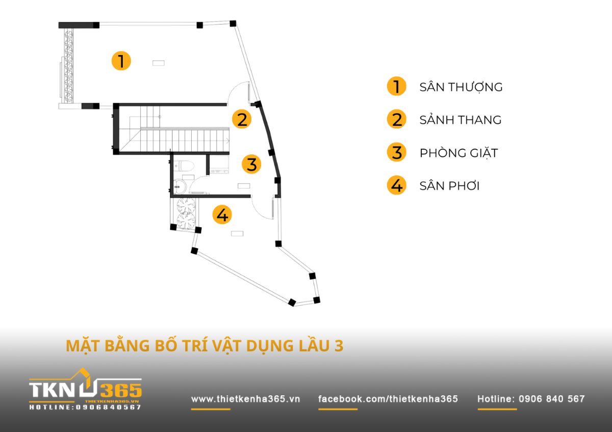 Nhà phố 4 tầng 3x8m ở Hóc Môn: Chắt chiu từng mét vuông cho tổ ấm đủ đầy 11 Lầu 3 nhà phố 4 tầng dành diện tích cho sân thượng, phòng giặt và sân phơi, tách biệt với các khu vực nghỉ ngơi phía dưới