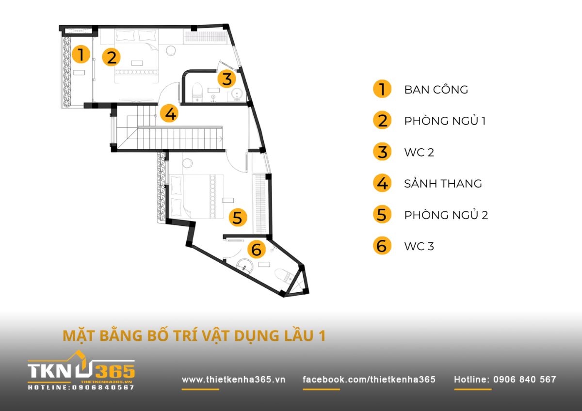 Nhà phố 4 tầng 3x8m ở Hóc Môn: Chắt chiu từng mét vuông cho tổ ấm đủ đầy 9 Lầu 1 nhà phố 4 tầng bố trí hai phòng ngủ có WC riêng, kết hợp ban công phía trước để tăng sự thông thoáng