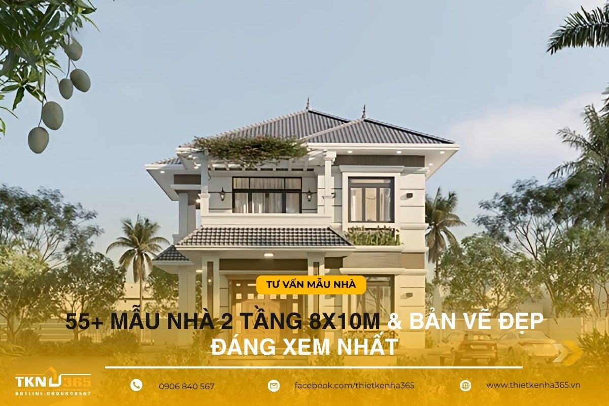 Mẫu nhà 2 tầng 8x10m
