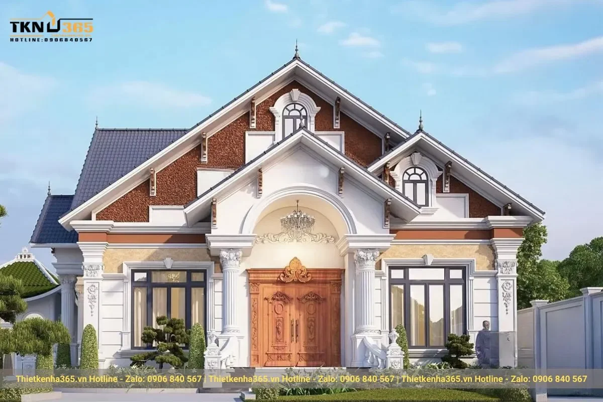 Biệt thự 1 tầng kiểu Châu Âu mái thái