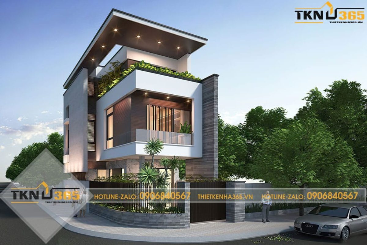 mẫu nhà 2 tầng 1 tum mái tôn