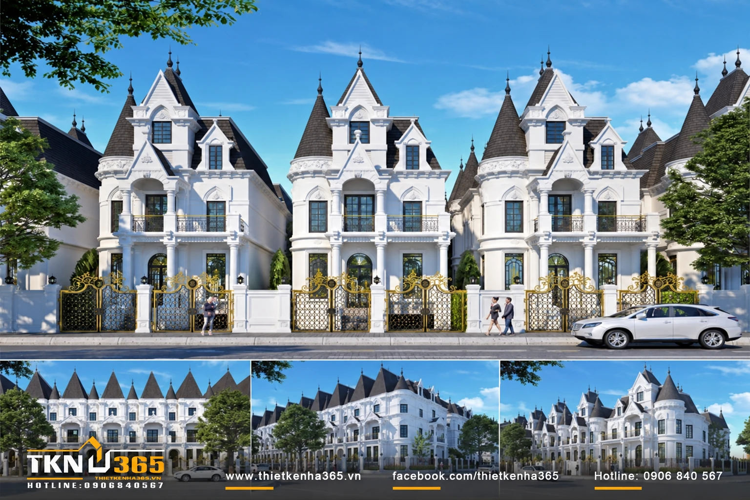 Phối cảnh biệt thự kiểu Pháp liền kề
