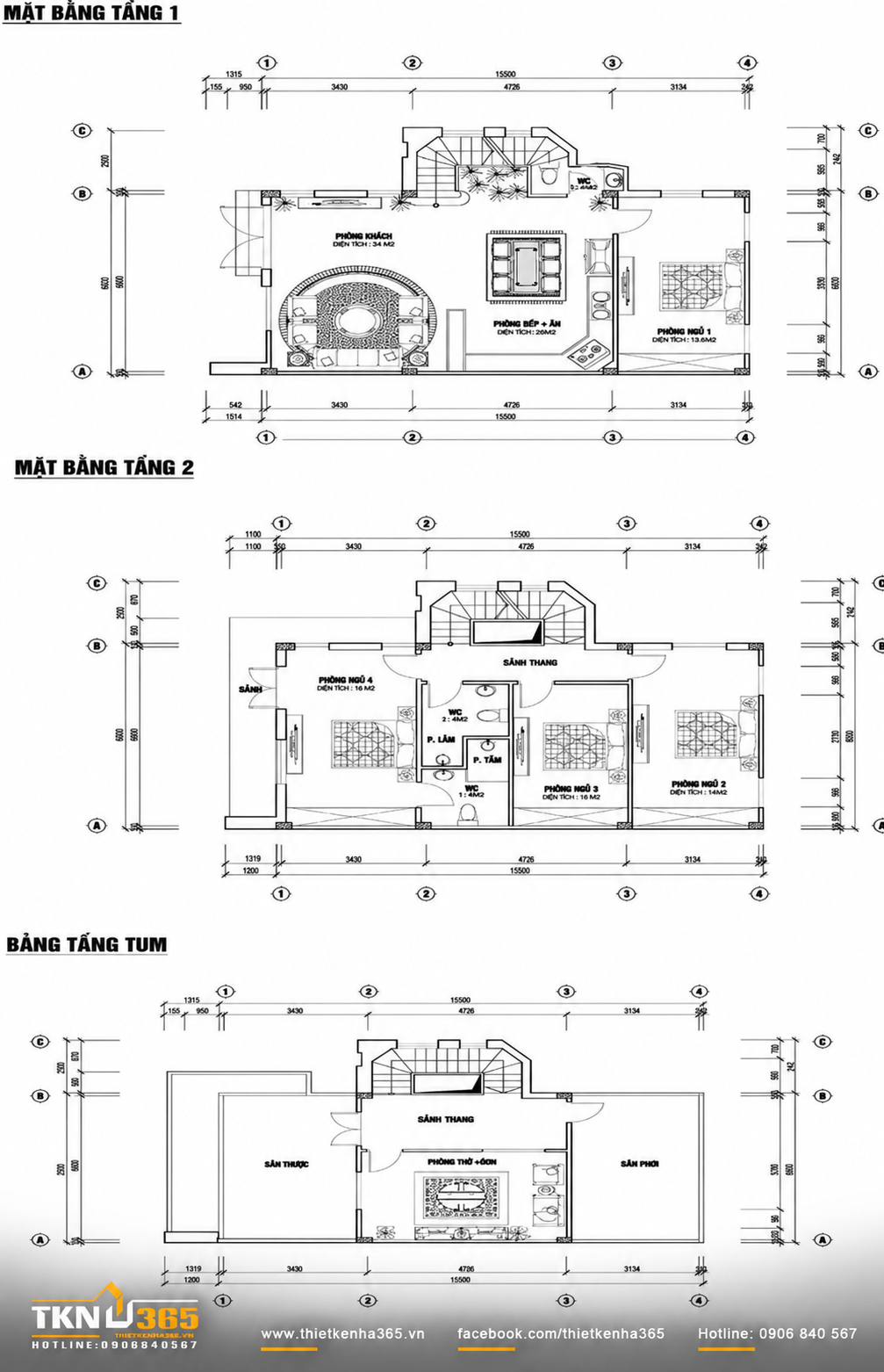 Mặt bằng công năng biệt thự liền kề kiểu Pháp