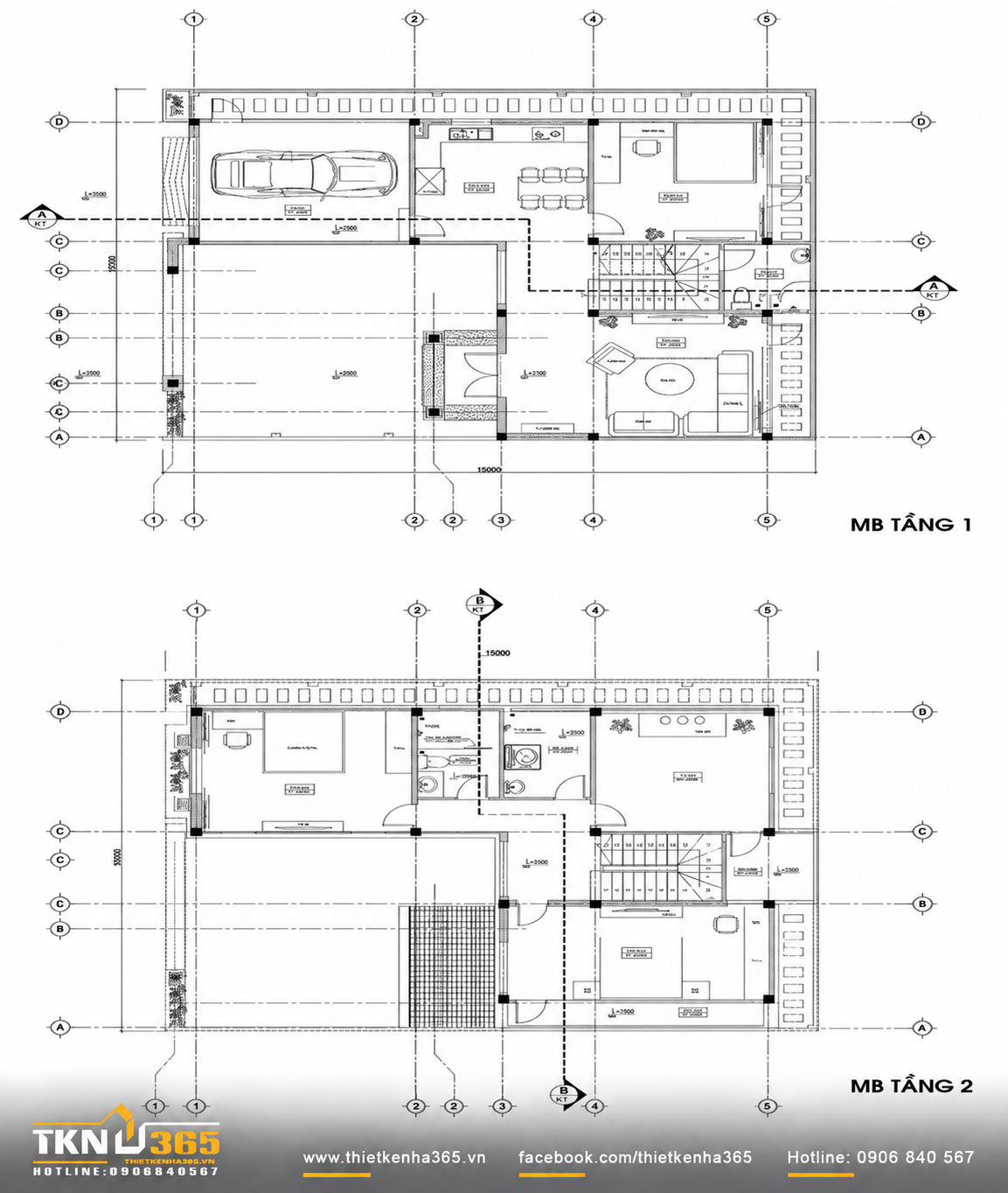 Bản vẽ thiết kế biệt thự kiểu Pháp 2 tầng dáng chữ L