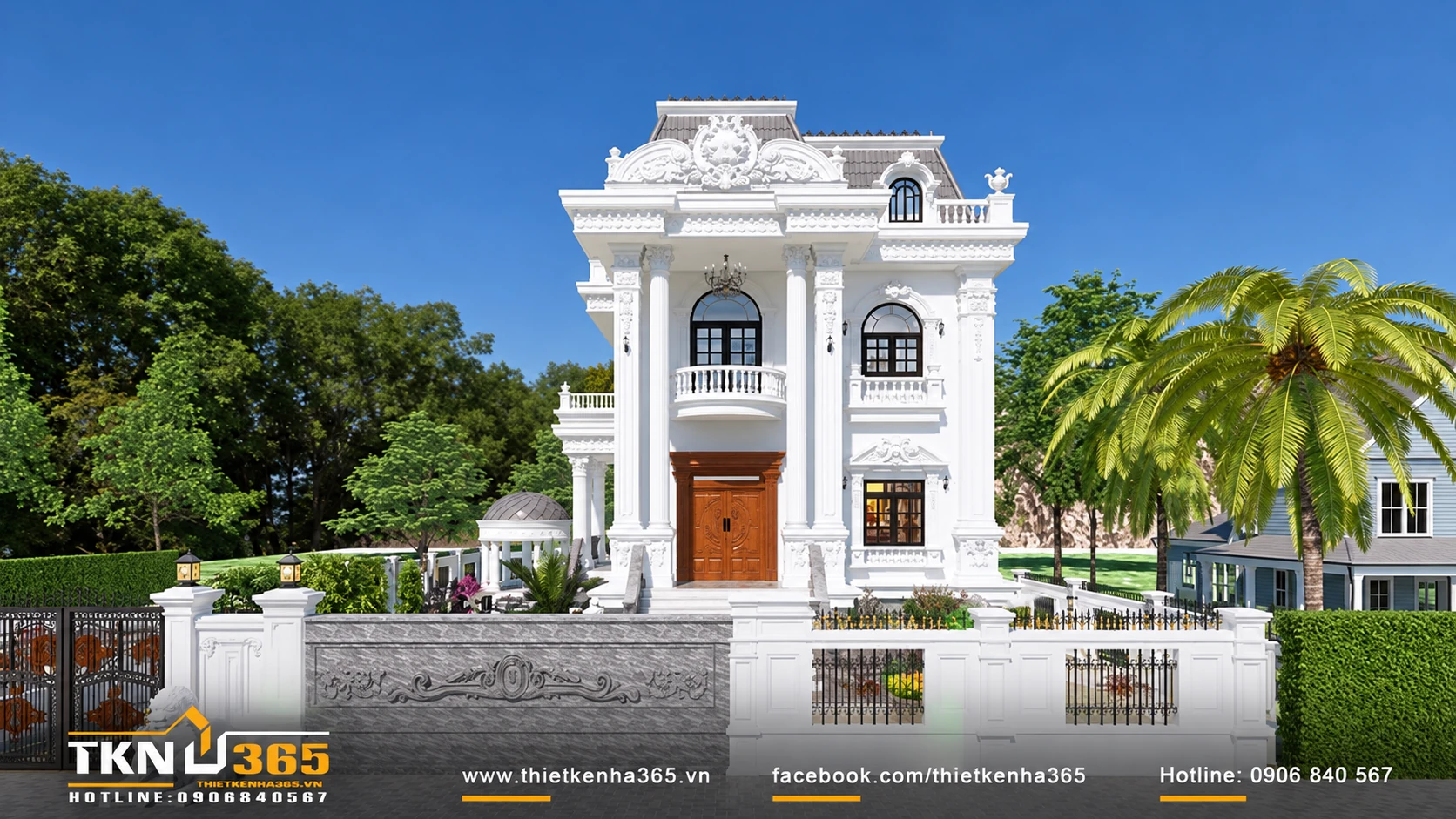 Mặt tiền biệt thự Pháp cổ điển đẹp khó cưỡng