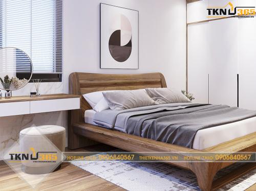 Phòng ngủ bố mẹ được bố trí các nội thất bằng gỗ siêu đẹp
